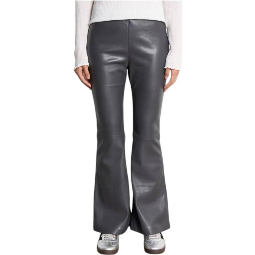 NEW BERENICE faux leather flare pants in anthracite grey